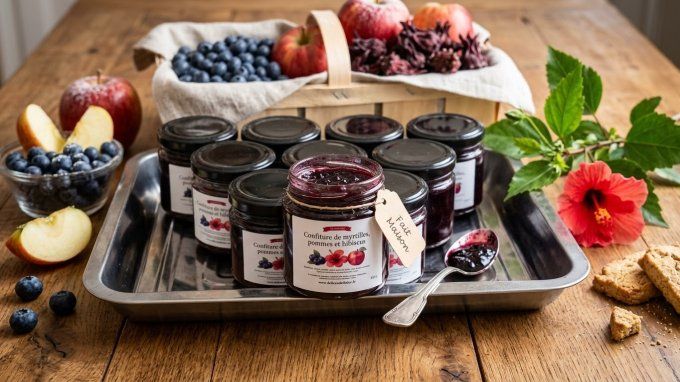 Confiture Myrtilles pomme hibiscus